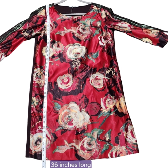 SFIZIO Floral Dress Womens Small Red Italian Designer NWT - Picture 14 of 15